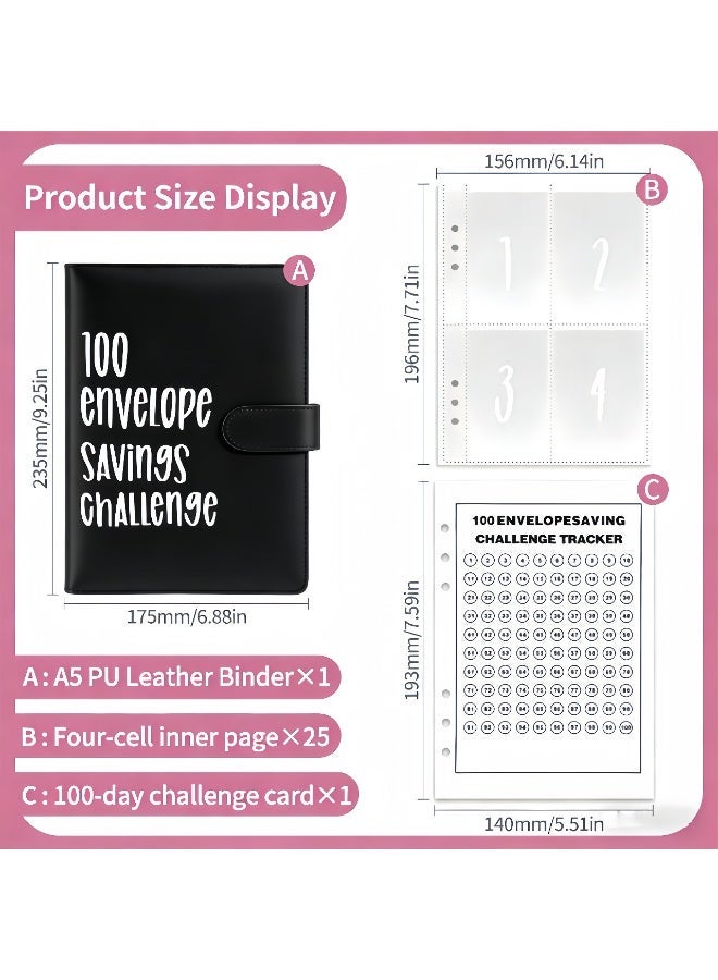 يُستخدم دفتر جمع العملات هذا أيضًا كمجلد لتحديات الادخار، ويحتوي على 100 ظرف، مما يوفر طريقة بسيطة وممتعة للادخار. يأتي دفتر ميزانية التحدي هذا مع أظرف نقدية، وهو مناسب للاستخدام في المكتب والمنزل والمدرسة. (أسود) - Image 3